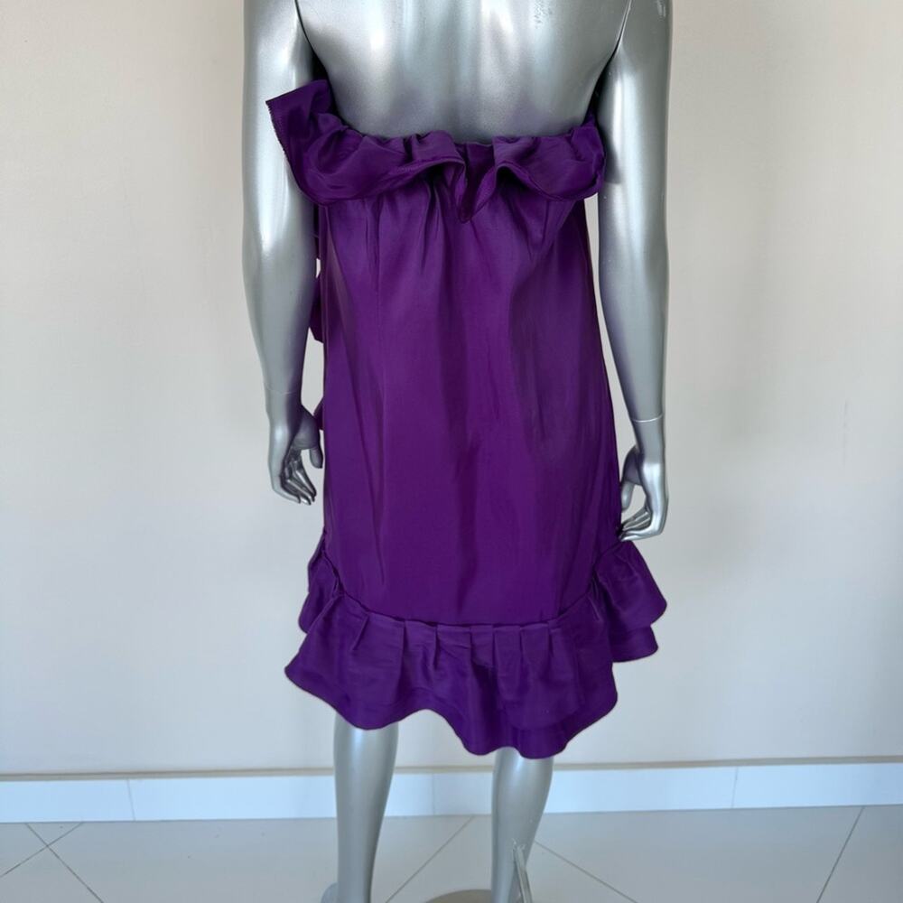 LANVIN by Alber Elbaz Purple Silk Strapless Dress Size 42 FR or 10 US Authentic - Picture 4 of 8